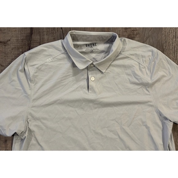 Rhone Mens Delta Pique Polo Shirt Size Large Gray Button Down Mesh Performance - Picture 6 of 8